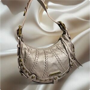 Isabella Fiore Gray Genuine Leather Studded Crescent Shoulder Bag – Y2K Boho